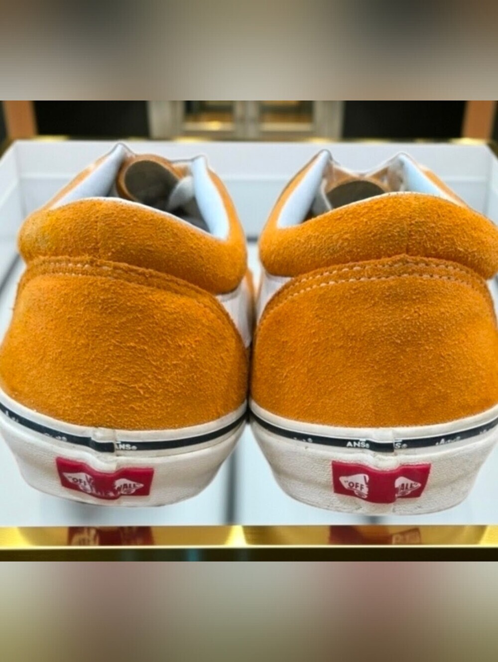 219 Vans Bold Ni Suede Low Top Sneakers Orange Zinna Men's Size 13 - Picture 4 of 14